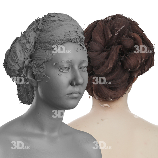 Head Woman White 3D Groom Raw