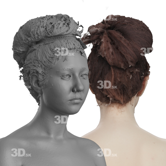 Head Woman White 3D Groom Raw