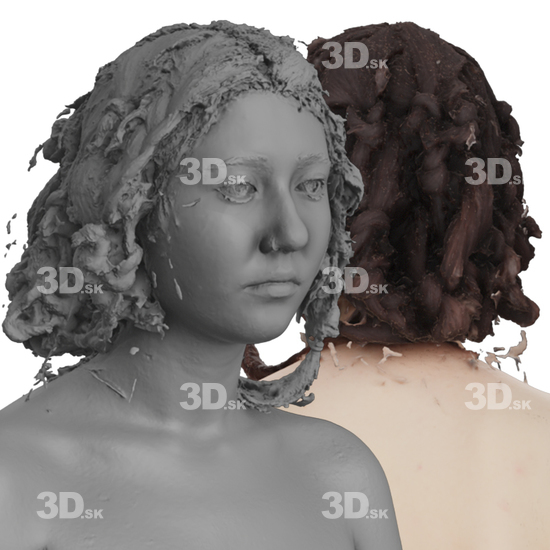 Head Woman White 3D Groom Raw