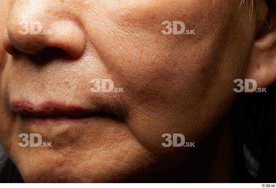 and more Face Mouth Nose Cheek Skin Woman Asian Slim Wrinkles Studio photo references