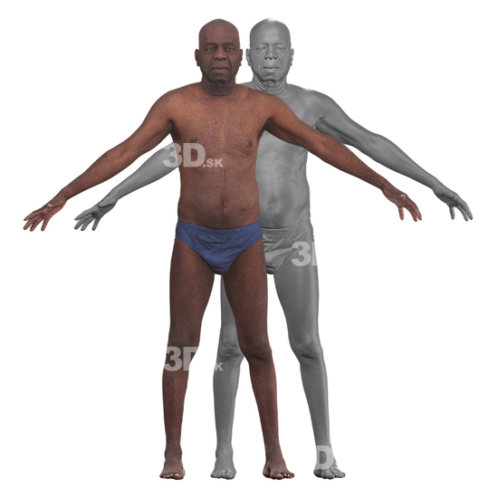 Whole Body Man Black 3D RAW A-Pose Bodies