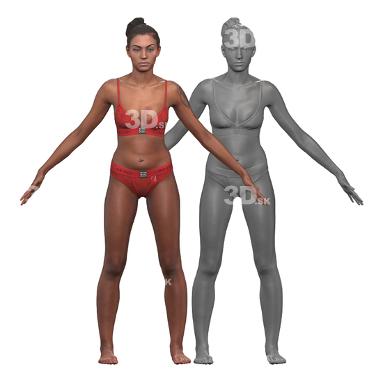 Whole Body Woman White 3D Clean A-Pose Bodies