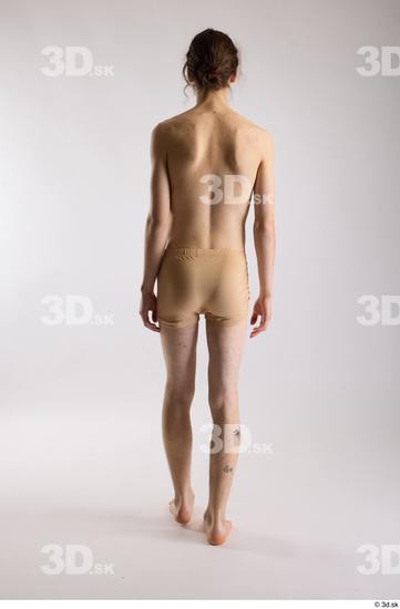Whole Body Back Man White Underwear Slim Walking Studio photo references