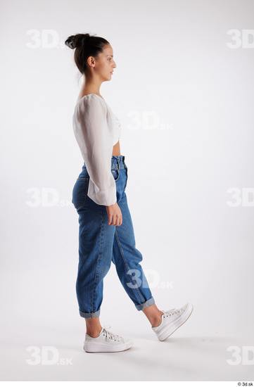 Whole Body Woman White Casual Slim Walking Studio photo references