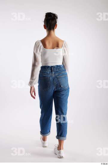 Whole Body Woman White Casual Slim Walking Studio photo references