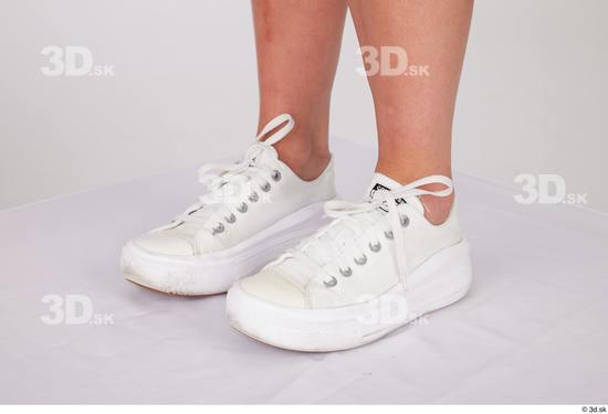 Foot Woman White Casual Shoes Slim Studio photo references