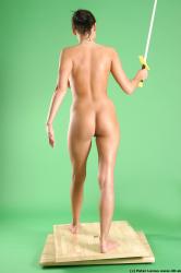 Whole Body Woman Pose with sword White Nude Slim