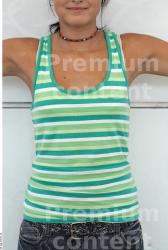 Upper Body Woman White Casual Singlet Slim