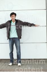 Whole Body Man T poses Asian Casual Slim Street photo references