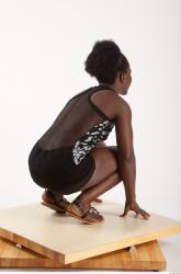 Whole Body Woman Black Sports Average Studio photo references