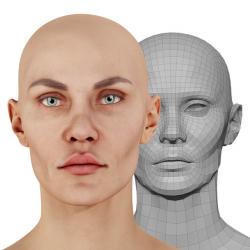 Retopologized 3D Head scan of Cynthia