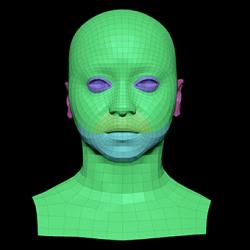 Retopologized 3D Head scan of Tynice Fisher SubDivision