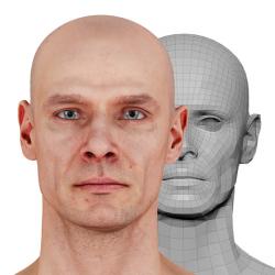 Retopologized 3D Head scan of Emery Hewitt