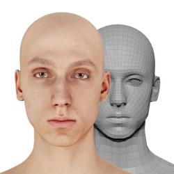 Retopologized 3D Head scan of Bryton